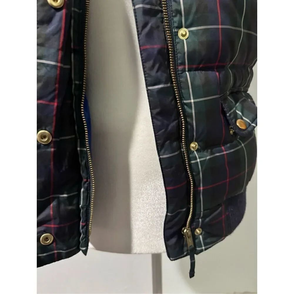J. Crew plaid puffer vest features removable hood XS - Picture 7 of 12